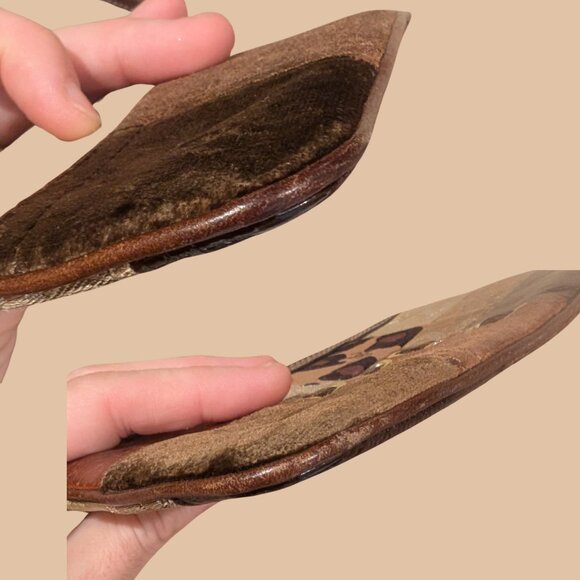 Vintage Coach Brown Suede Leopard Patchwork Wristlet 7"x4" - Picture 10 of 11